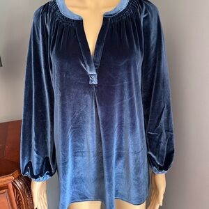 Crown & Ivy Navy Velvet Womens top